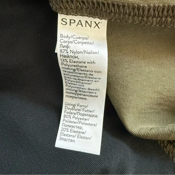 Spanx Faux leather croc leggings in olive green